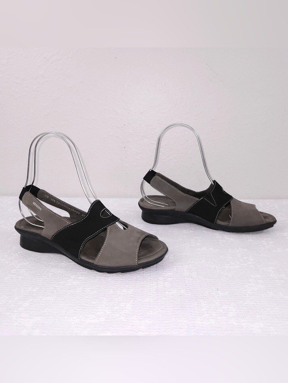 MEPHISTO Slingback Sandals EU 39 Cut-Out Nubuck Slip-On Low Wedge